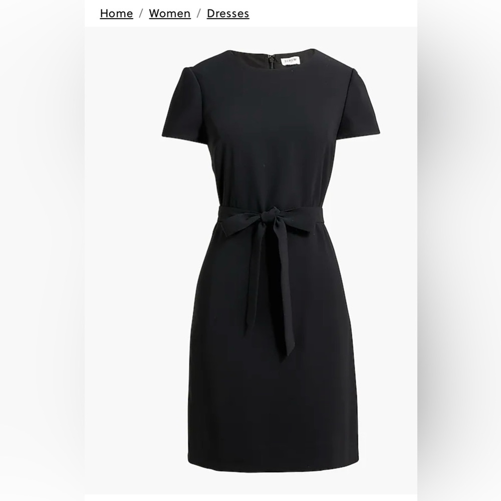 J.Crew Classic Black Short Sleeve Knee Length Shift Belted Suit Dress